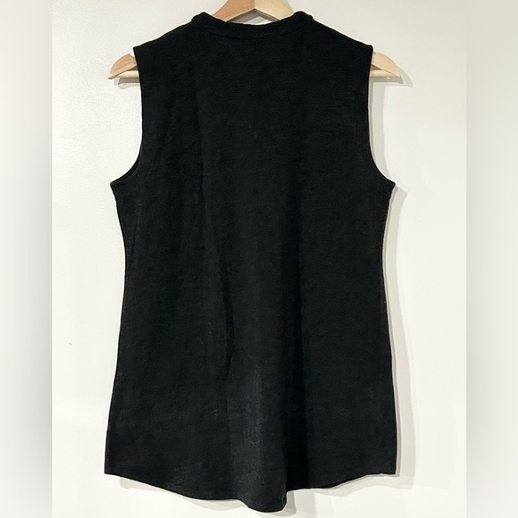 Eileen Fisher Mock Neck Soft Stretch Tencel Jersey Sleeveless Top Dark Gray S‎ - Picture 2 of 4